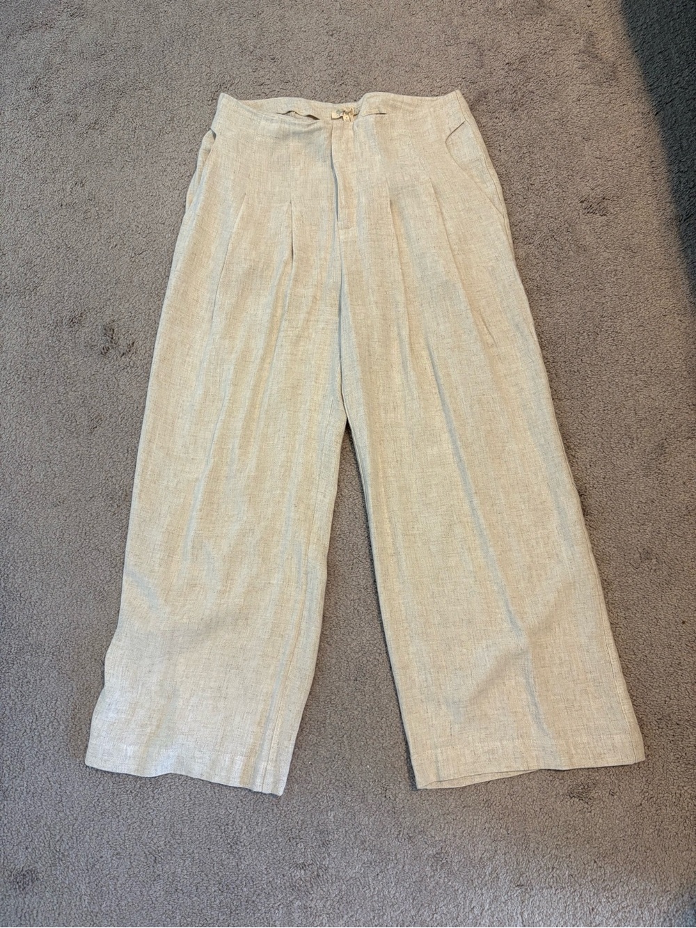 🆕Mystree Linen Blend Wide Leg Cream Ankle Length Pant Medium